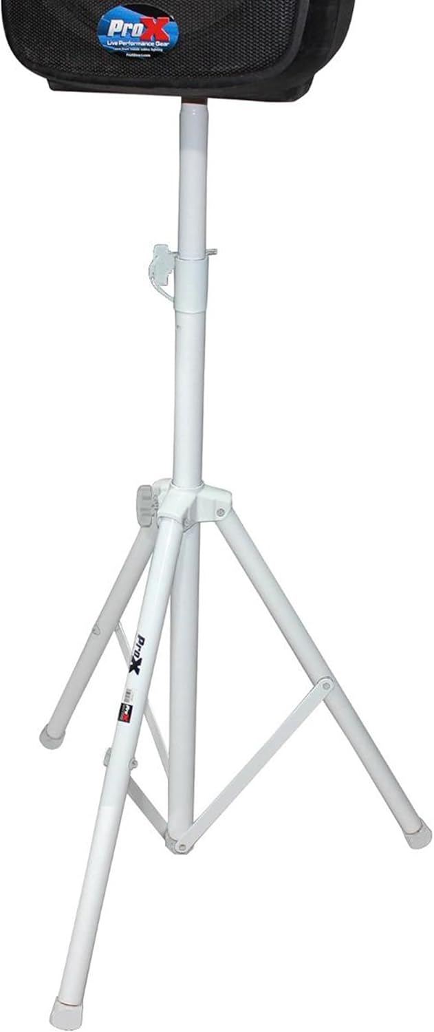 ProX Cases Prox T-SS28P White Heavy-Duty All Metal Speaker Tripod Stand Set of 2, 4-7 ft. (44"-84") Cloud Series