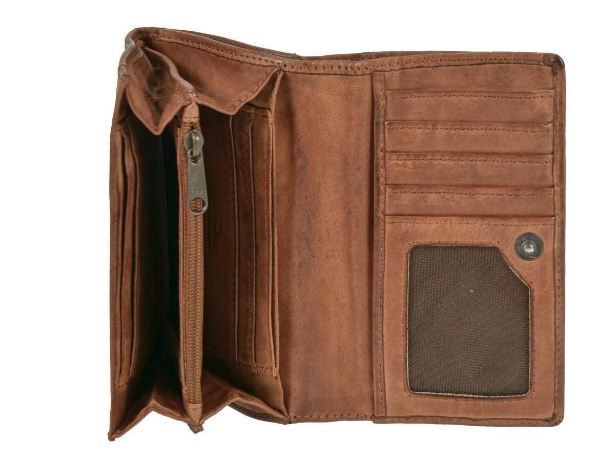 Bear Design Cartera de piel para mujer, 9 compartimentos para tarjetas, color marrón