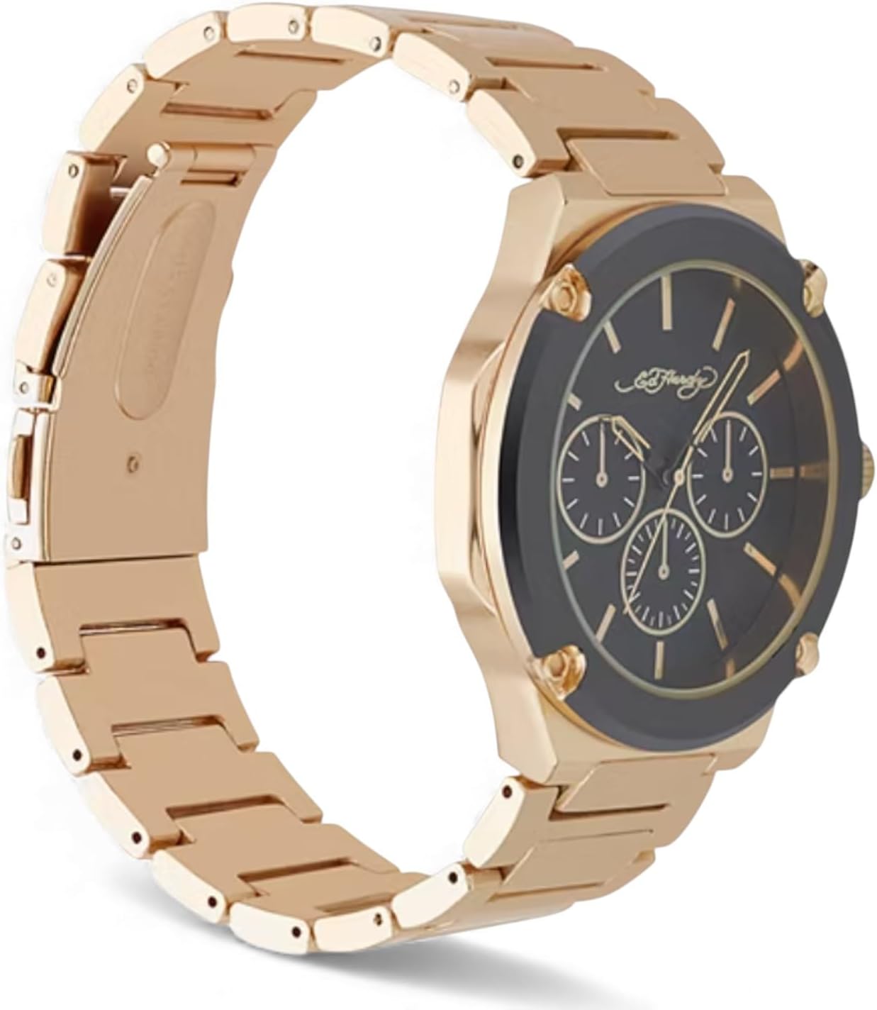 ED HARDY Men's 3 Piece Gold Tone Watch and Necklace Set M0264G-42-G27