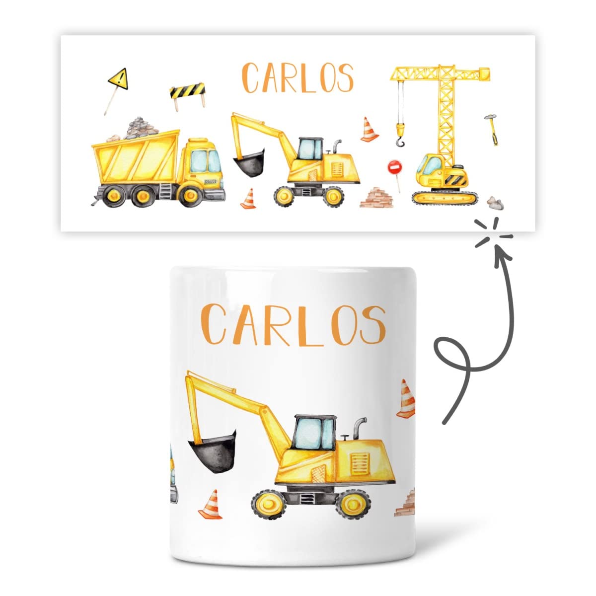 Tirelire Personnalisée Chantier Pour Enfants - Céramique Avec Prénom, Cadeau Anniversaire, Communion, Noël