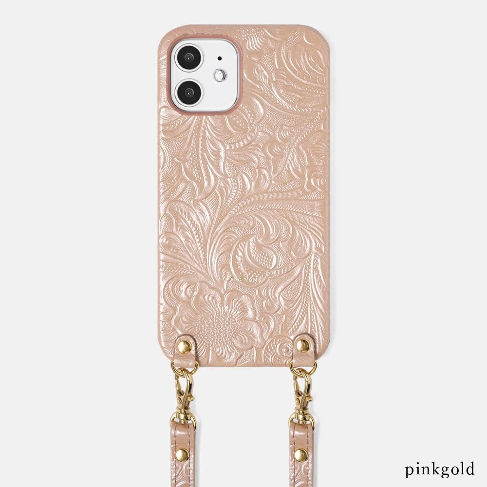 Reno5 A 用 ケース 背面 スマホケース 1個入り レッド 全機種対応 本革 花柄 花 ショルダーストラップ かわいい 100