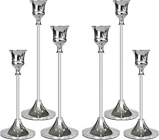 Candlestick Holders Silver, 6 Packs Taper Candle Holder for Candlesticks...