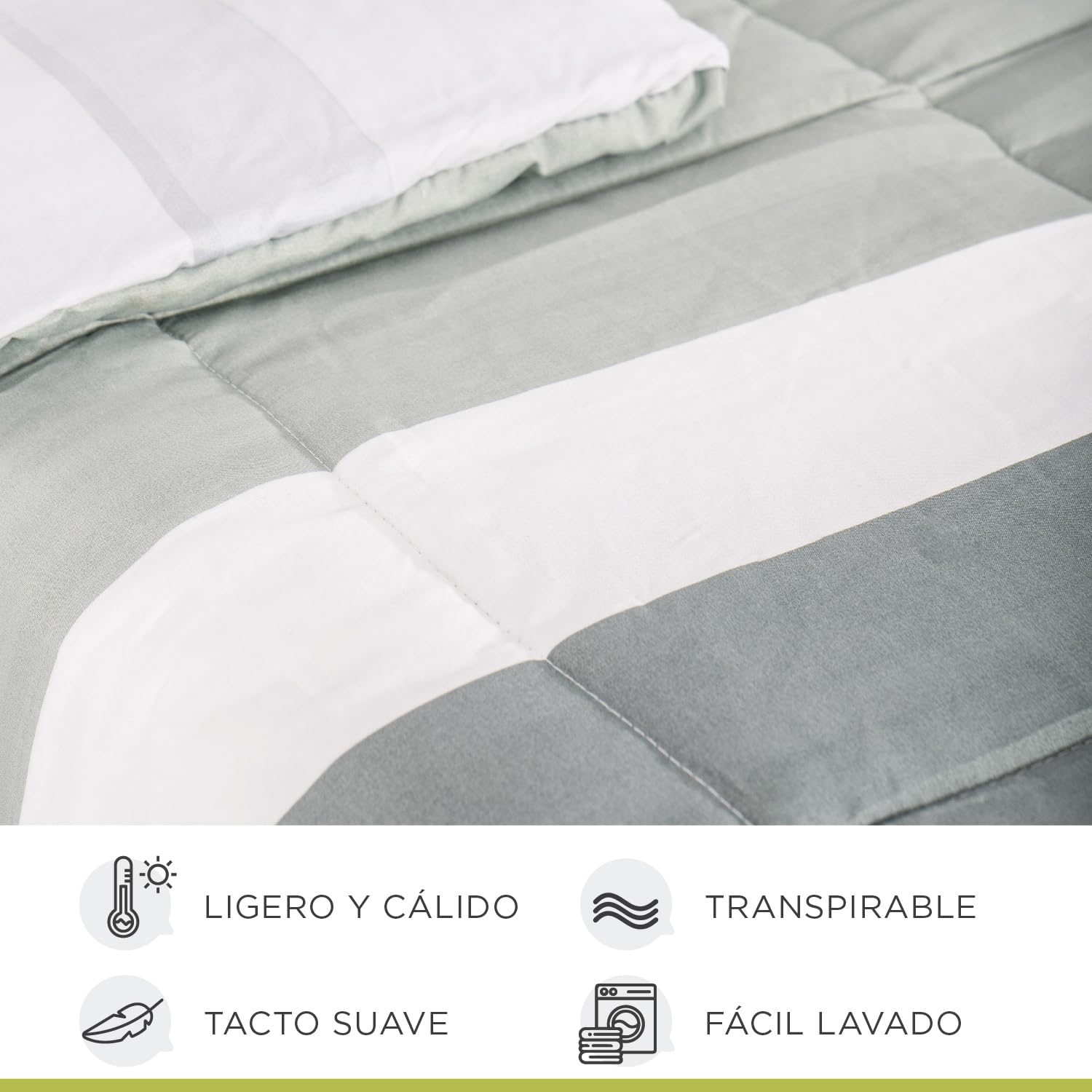 DONATELLA EDREDÓN Estampado Reversible - 135 cm., Gris-Squares