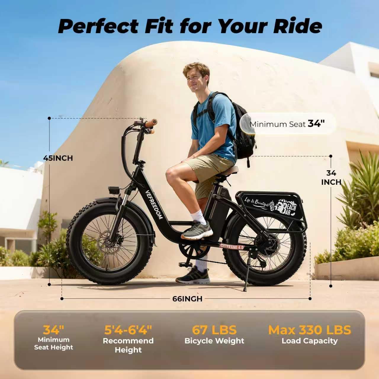 vefreedom Electric Bike for Adults with Peak 1500W Motor, 48V 20Ah Removable Battery Fast Ebike,Max 70Miles & 30MPH,20" x4.0 Fat Tire Commuting Electric Mountain Bike,7-Speed, Step-Thru Bicycle