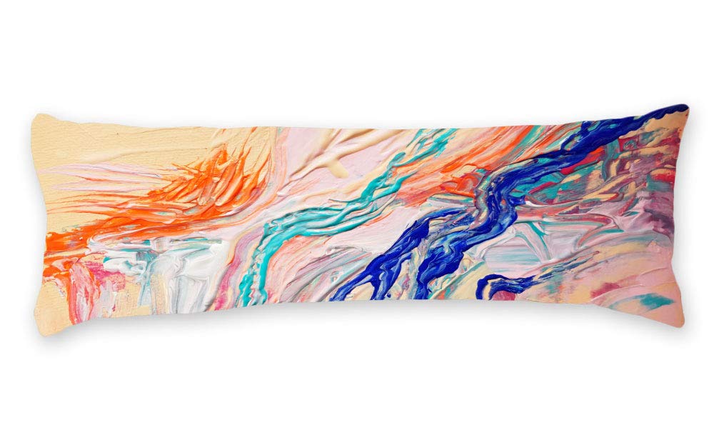 AILOVYO Pillow Cover Paint Colorful Pigment Silky Shiny Satin Body Pillow Case Home Decor 20 x 54 Inch