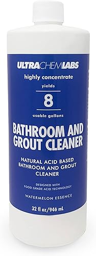 Ultra Chem Labs - Limpiador de baño y lechada con botella de aerosol, limpiador de azulejos de cocina y baño súper concentrado para líneas de