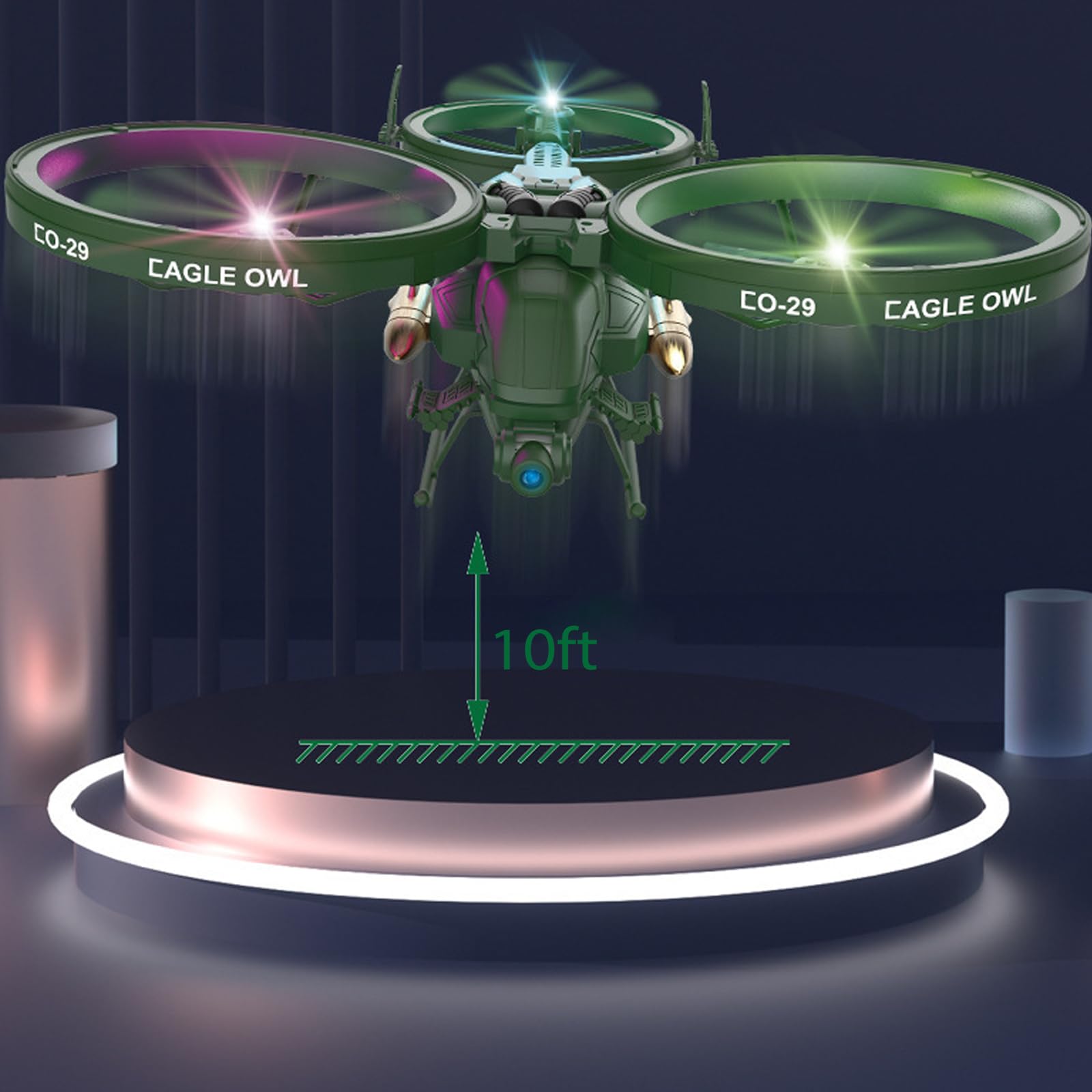 Goolsky Mini Drone con 480P Cámara para Adultos y Niños, 2,4 GHz RC Cuadricóptero con Despegue, Aterrizaje con un Clic/Estabilización de Giroscopio/Orientación Automática/Volteo/Luces LED