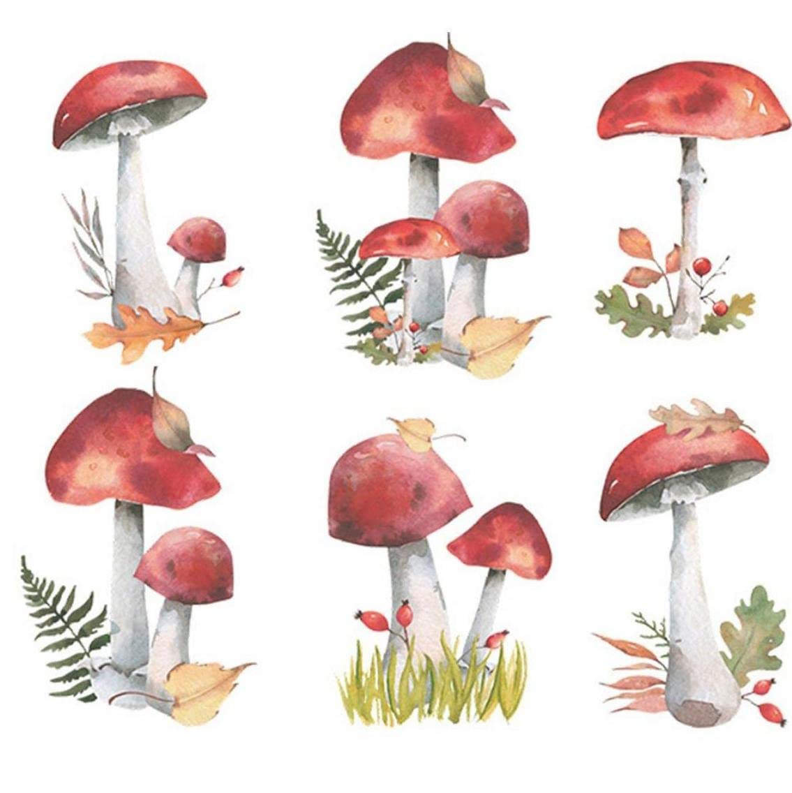 Fopytu Mushroom Wall Stickers, Plants Mushroom Wall Art Decals for Kids Nursery Baby Room Bedroom Decor