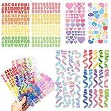 stickers cute summer ❤Pegatinas para Álbumes de Recortes: Las pegatinas de cinta brillante son adecuadas para fijar fotos y tarjetas. Las pegatinas brillantes con letras y números pueden deletrear palabras y nombres. Las bonitas pegatinas con forma de corazón y burbujas pueden decorar tu letra.