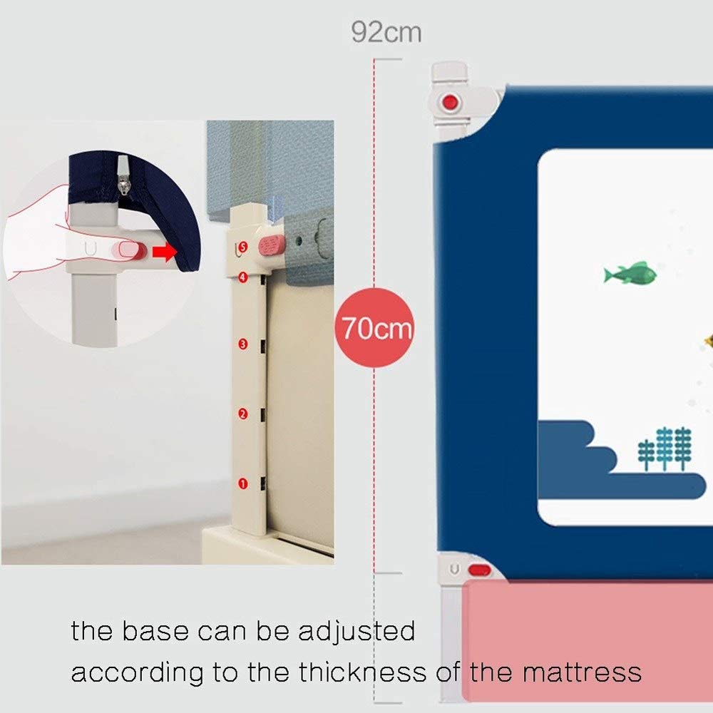 Sponda di Sicurezza per Letto, sponda di Sicurezza per Letto Regolabile con Sollevamento Verticale Portatile, Lunetta Universale anticaduta per Comodino, Grigio, 2 m