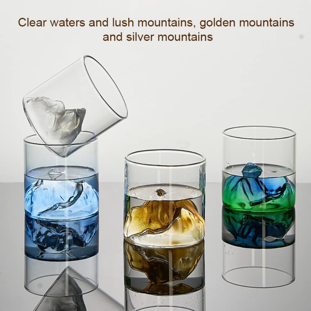 Whiskey Gläser 2er Set Mit Berg-Design – Old Fashioned Tumbler Für Scotch & Bourbon, 200ml & 300ml, Durchsichtig