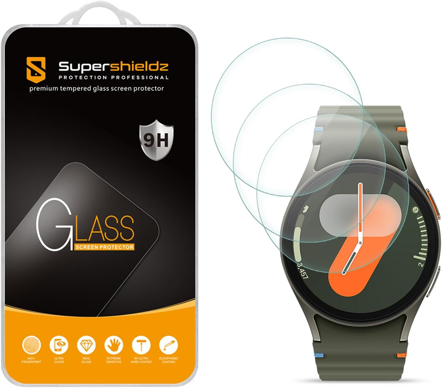 Supershieldz (3 Pack) Designed for Samsung Galaxy Watch 7, 6, 5, 4 (40mm) / Watch FE (40mm) Tempered Glass Screen Protector, Anti Scratch, Bubble Free