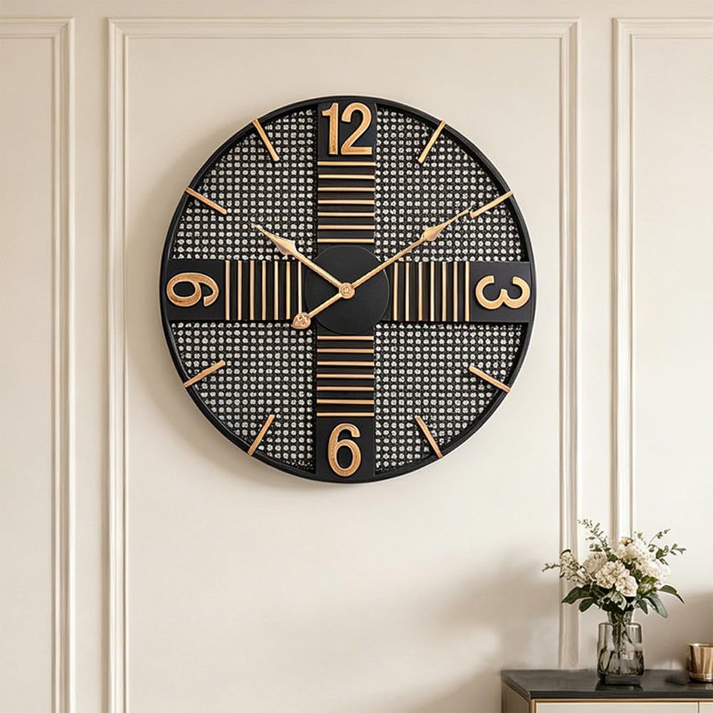 Zegar ścienny duży okrągły przemysłowy siatka metal cichy kwarc antyczne złoto cyfry 3D puste kute żelazo vintage wystrój zegar na loft bar biuro hotel salon parapetówka prezent