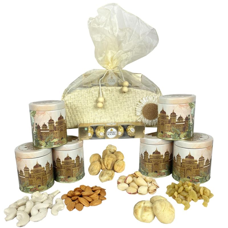 Image of NUTRI MIRACLE Rakhi Healthy Gift Hamper with Roasted Nuts and Chocolate Pieces | Engagement Return Gift Basket of Nut Mix and Chocolates