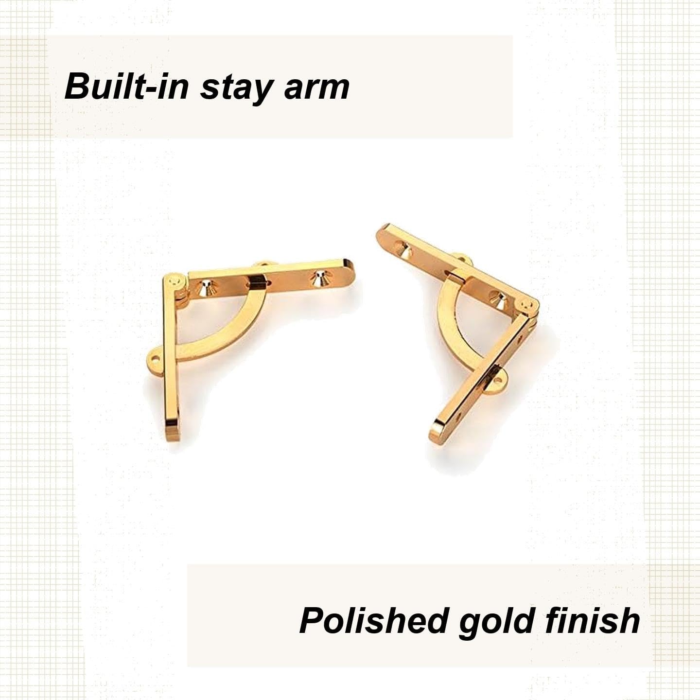 Highpoint Side Rail Hinge with Stay, Solid Brass, 1 Pair