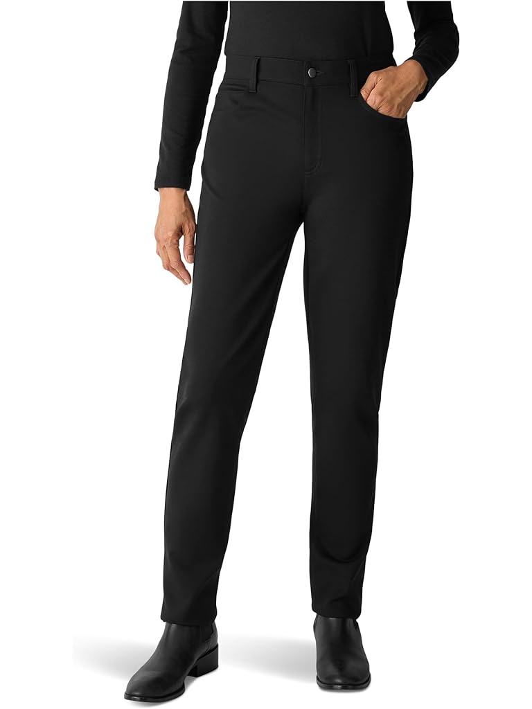 Black Eileen Fisher Washable Flex Ponte High Waisted Slim Full Length Jean