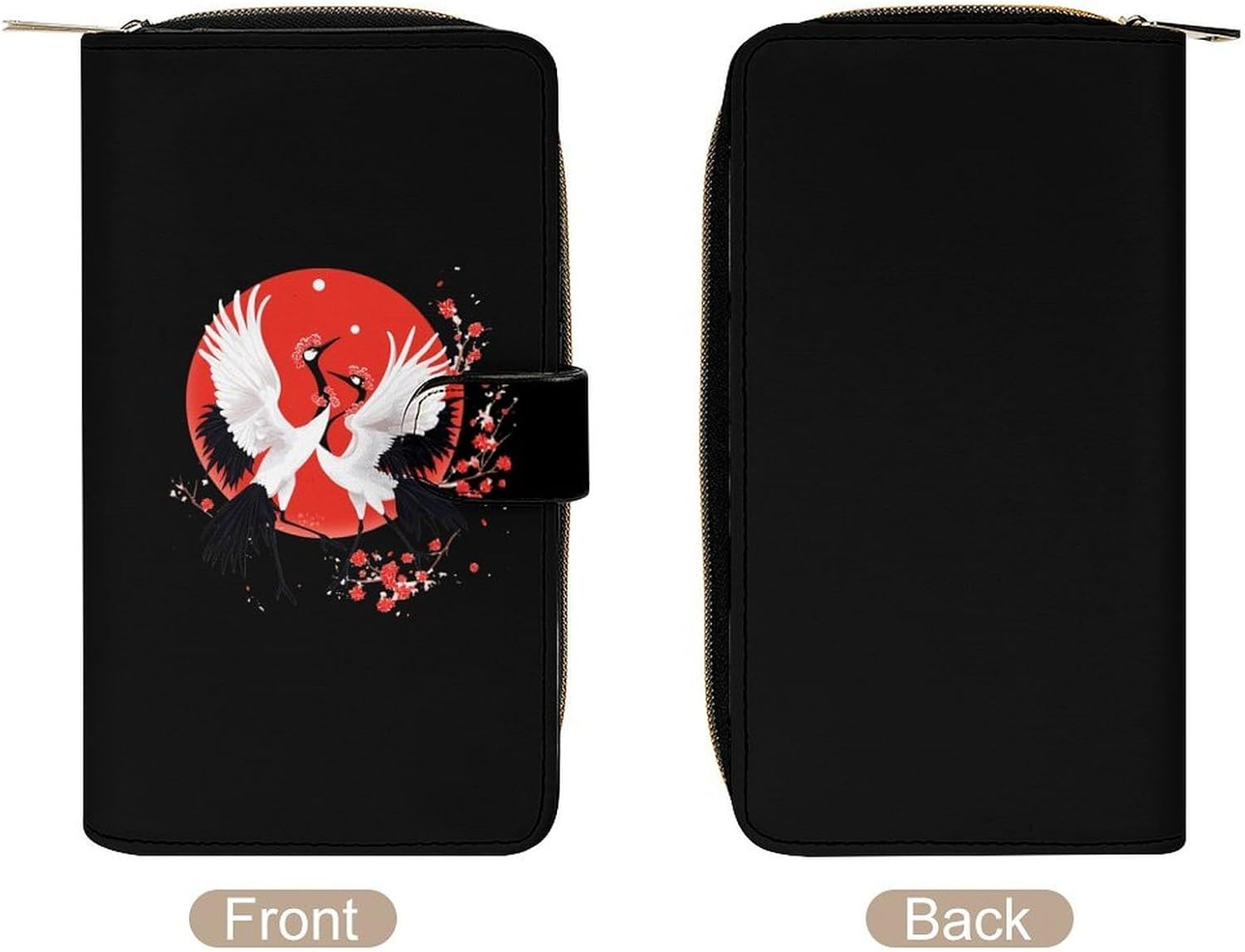 Japanese Red-crowned Crane Women's Long Wallet Leather Large Capacity Wristlet Clutch Purse Wallets