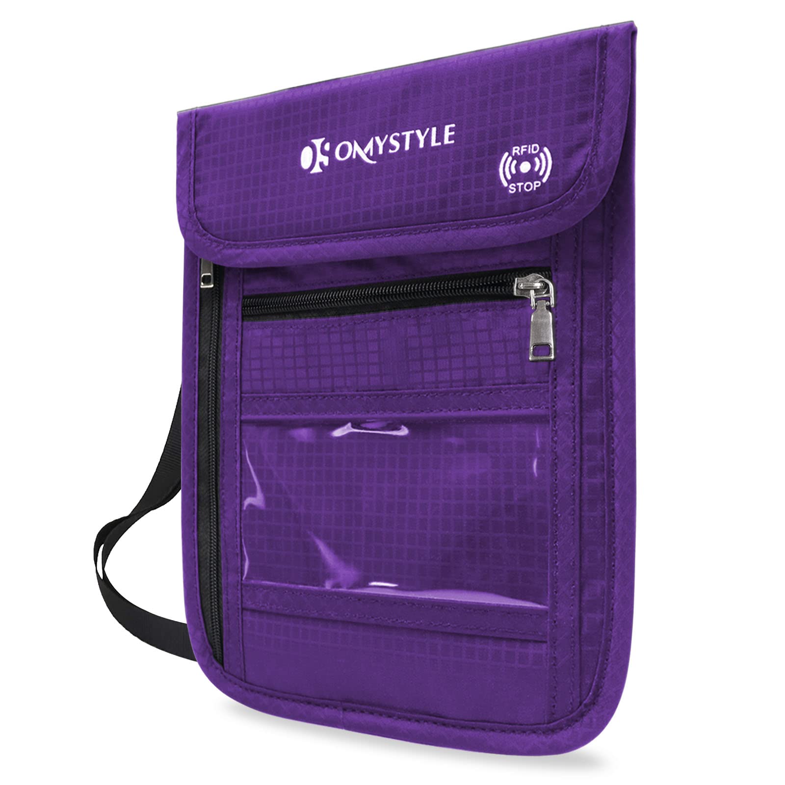 OMYSTYLE Neck Wallet, RFID Passport Holder for Travel, Adjustable Neck Strap, Waterproof Neck Pouch for Men & Women to Keep Cash, Credit Cards and
