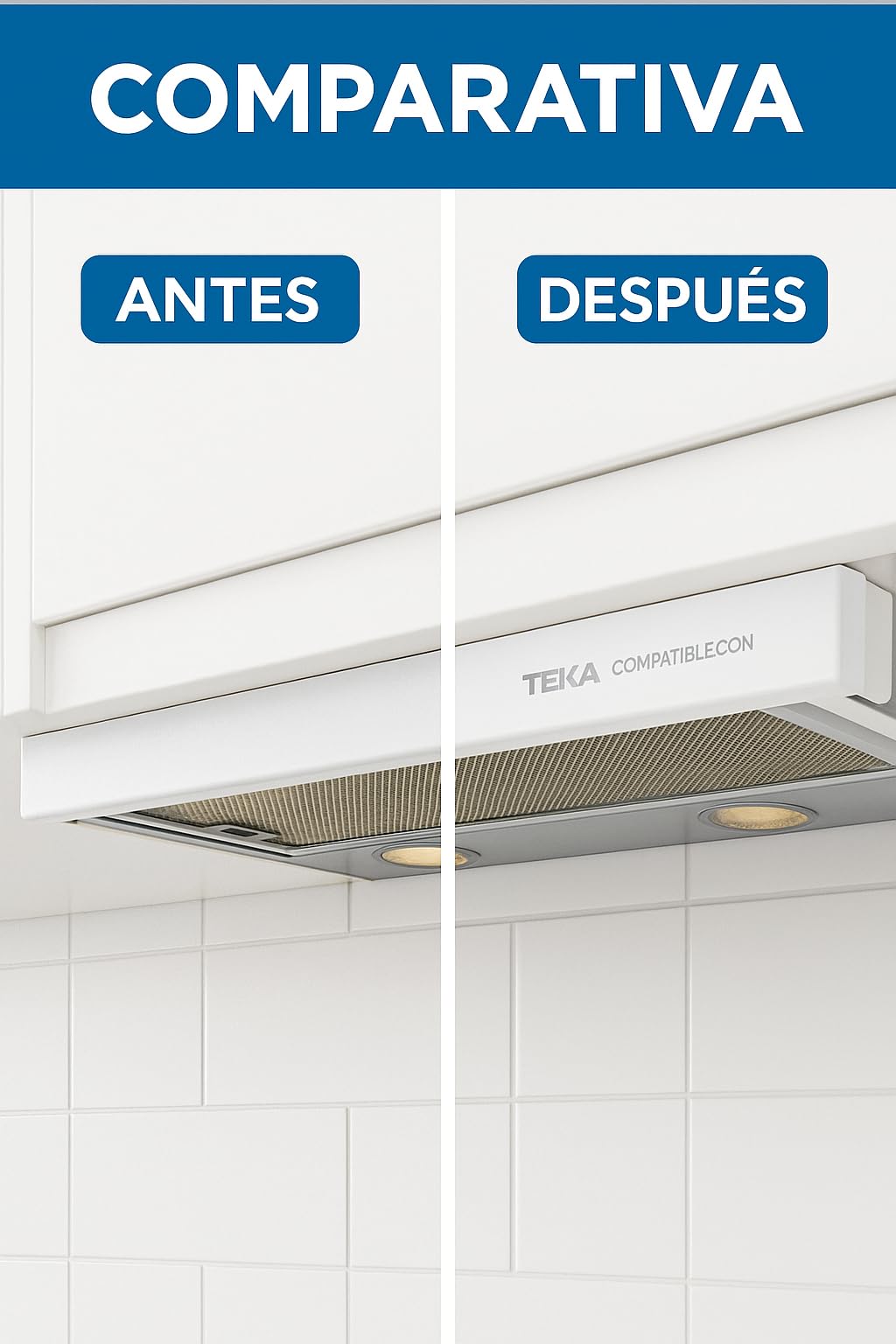 RECAMBIOS DREYMA Frontal Campana Extractora Compatible con Teka CNL 2000 CNL 1000 Blanco 45x600 mm Repuesto Original Sustitución Directa Ref. 61801188 Ajuste Milimétrico Pieza Técnica
