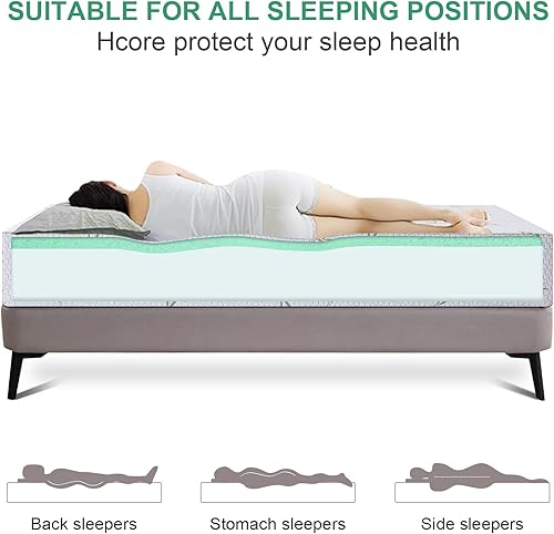 Miniatura 6 de MUUEGM Colchón individual XL de 10 pulgadas, colchón de espuma viscoelástica de gel de té verde refrescante con funda de bambú, colchón en una caja,