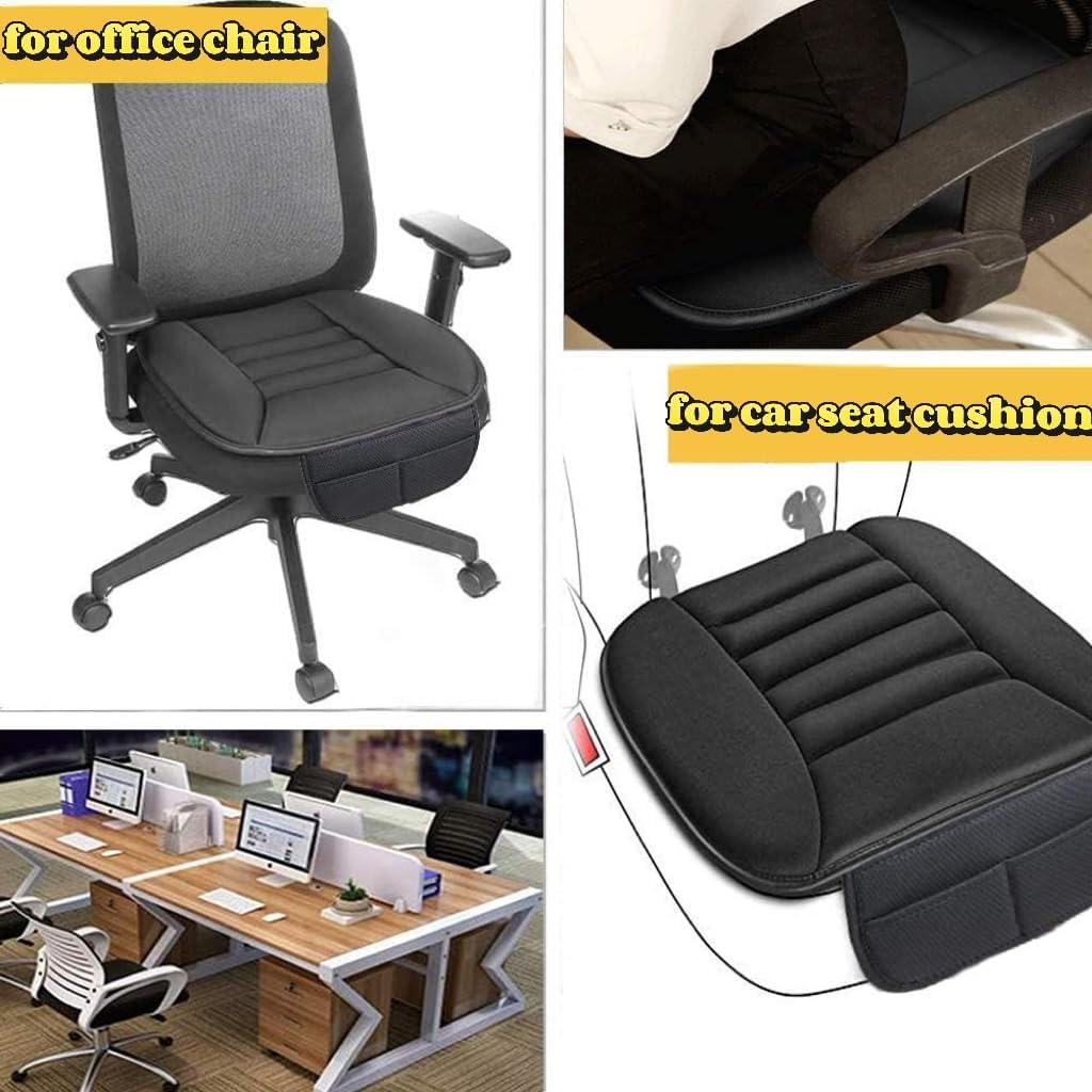 Big Ant Car Seat Cushion,Comfort Thicken Memory Foam Seat Cushion Pad,Pain Relief Chair Cushion Seat Protector for Car Office Home Use,Black 1PC - Image 2