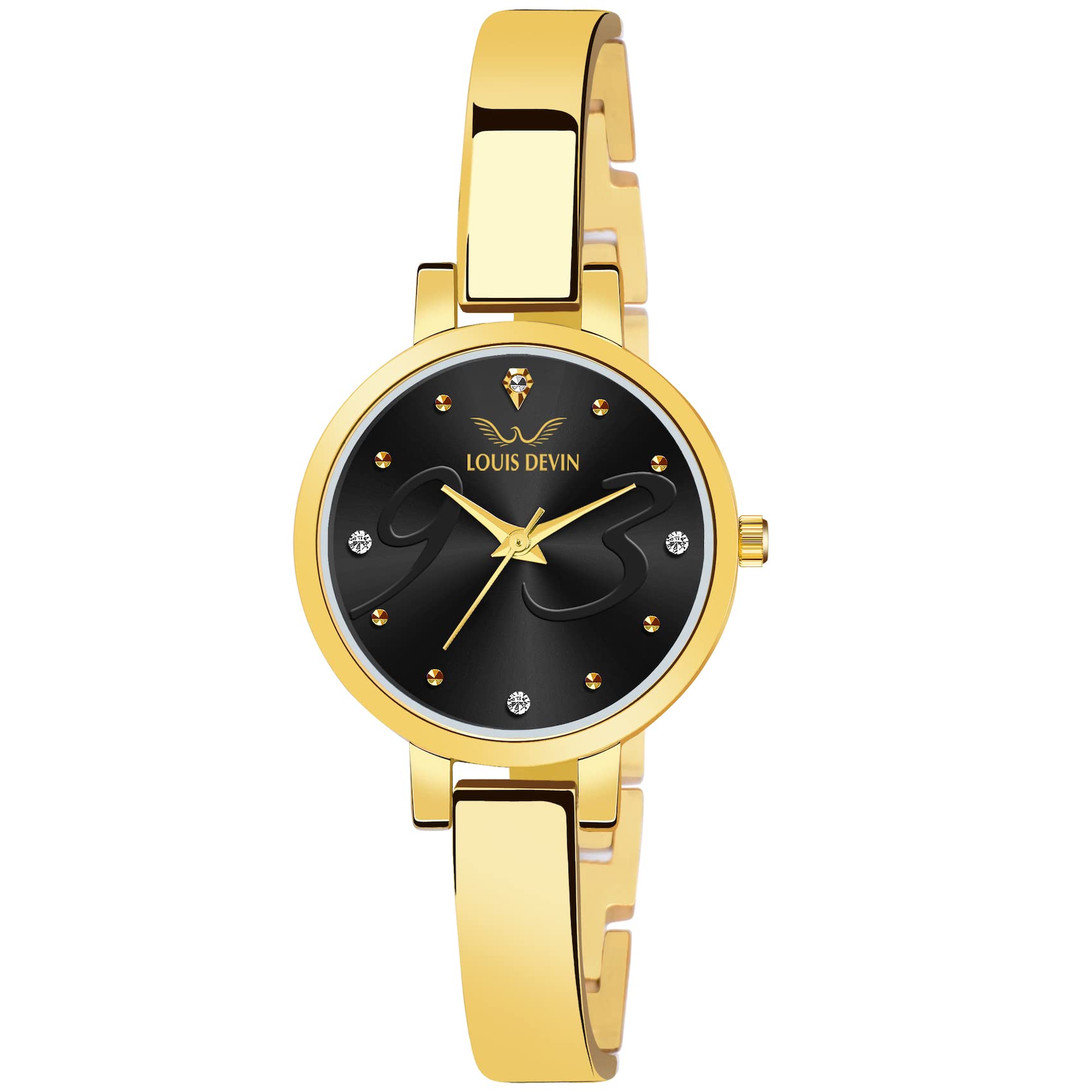 Gold Plated Bracelet Analog Wrist Watch for Women (Blue/Black Dial) | LD-JWL166-image-47