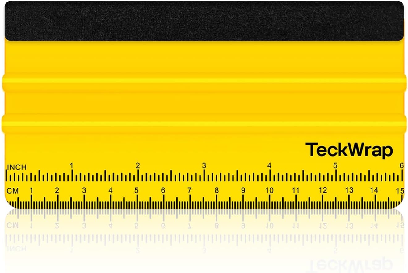 TECKWRAP Squeegee for Vinyl Felt Squeegee Scraper Tool for Decals, Inkjet Sticker Paper, and Wallpaper - 6"x2.9", Scratch-Free Application (Yellow)