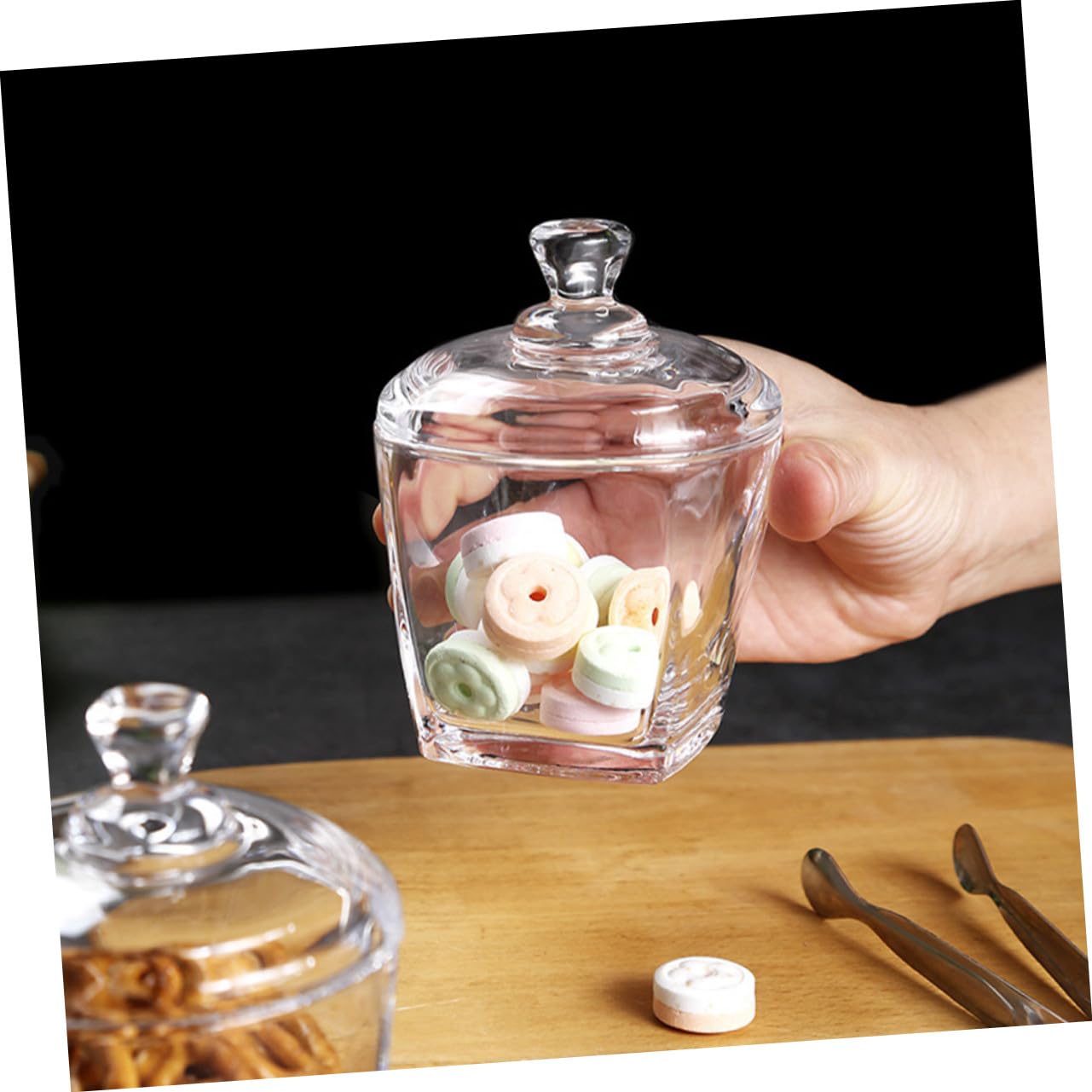 2stücke Glasbehälter mit Deckel Transparent für Aufbewahrung von Snacks und Trockenlebensmitteln Luftdicht und Spart Platz Praktisch für Küche und Zuhause