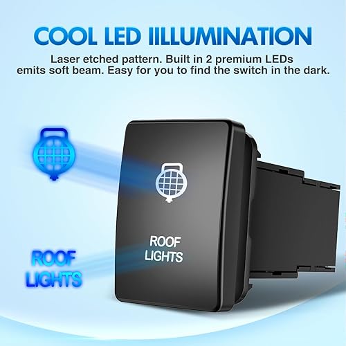 Miniatura 76 de Nilight Interruptor de botón de encendido y apagado de 12 V con kit de cable conector, 1.28 x 0.87 pulgadas, repuesto para Toyota Sequoia Highlander