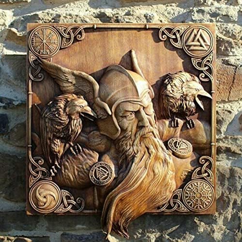QLPLYZON Home Ornament,Norse Gods Statues Wall Carving Decoration Norse Gods Decorative Resin Statues Art Crafts Home Decorative Odin Ornaments For Home Kitchen Or Living Room Bedroom (Odin)