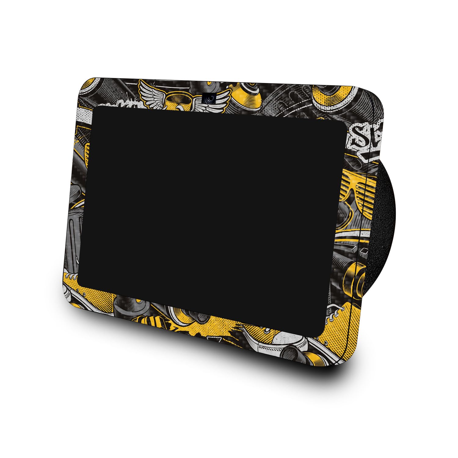 Carbon Fiber Skin Compatible with Amazon Echo Show 8 (3rd Gen, 2023) - Yellow Hip Hop - Premium 3M Vinyl Protective Wrap Decal Cover - Easy to Apply | Crafted in The USA by MightySkins