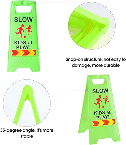 Miniatura 4 de Letreros de "Slow Kids at Play" para calle, texto de doble cara y gráficos con cinta reflectante, letrero de seguridad para niños en juego para