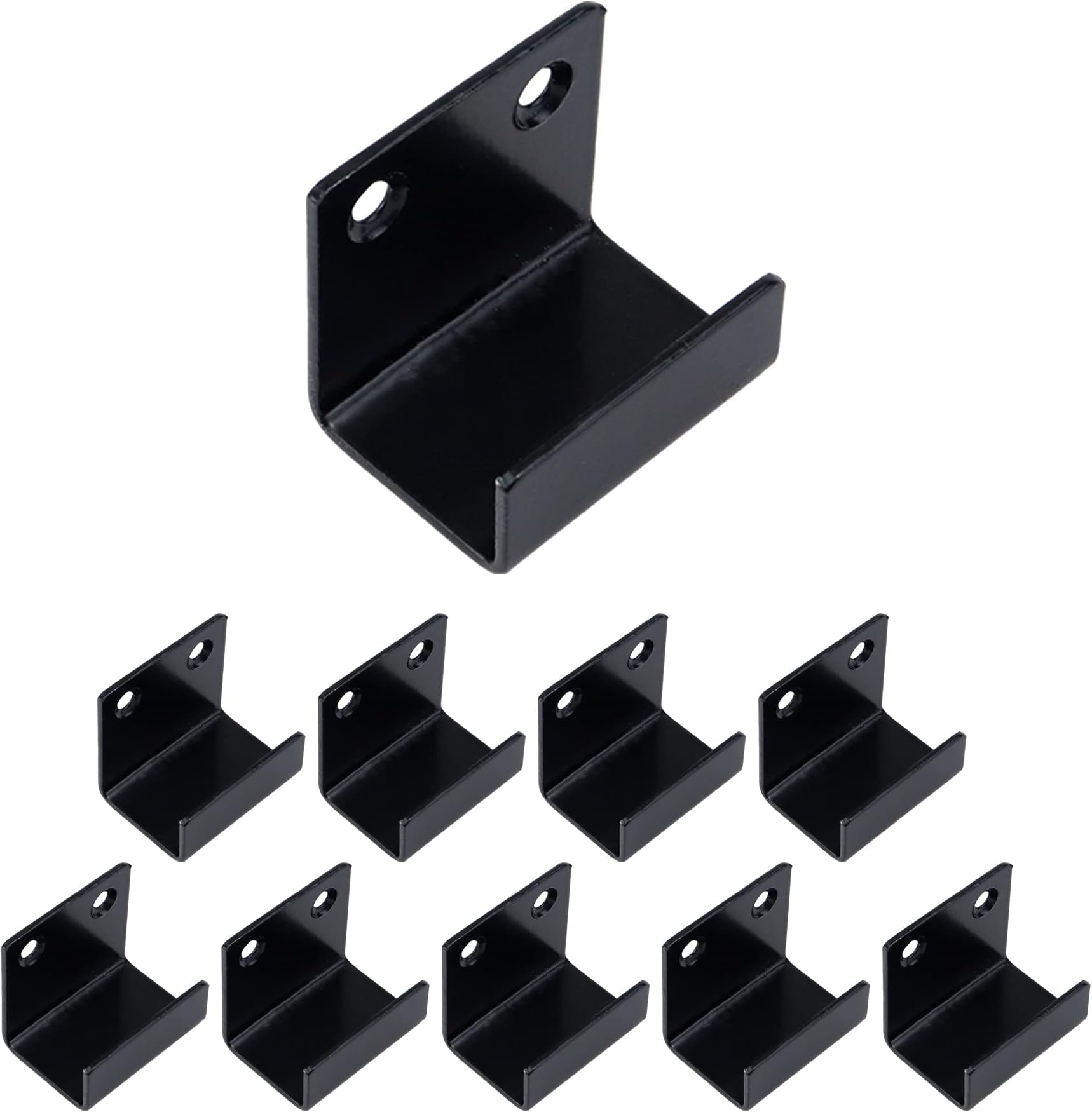 Coshar 10Pcs Tile Display Wall Hanger Thicken Stainless Steel Flat J Hook Hanger Billboard Hook Fastener - Black (Inner Width 25mm)