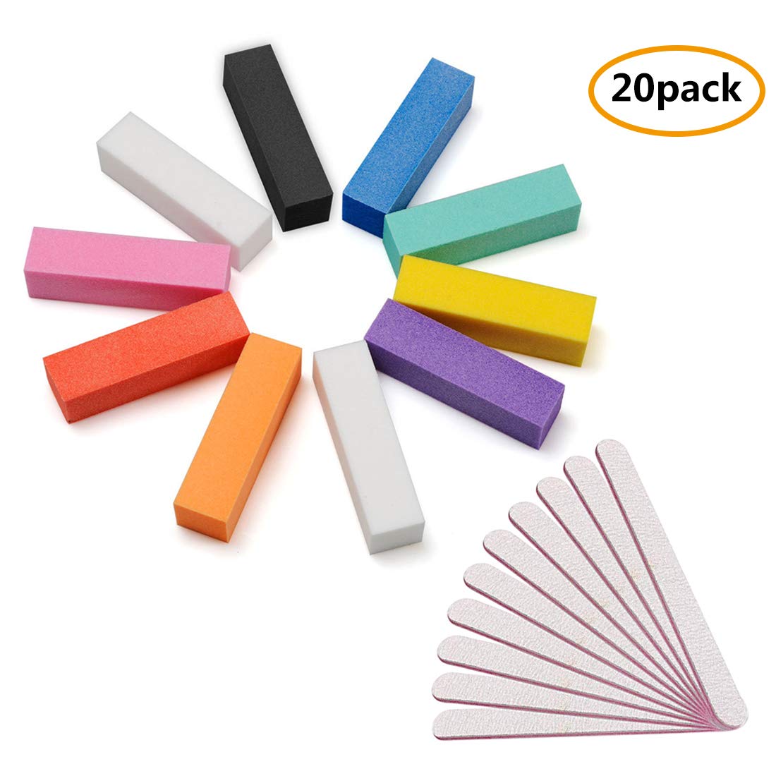 Nail Files Buffers, 20Pcs Professional Nail Buffer Blocks