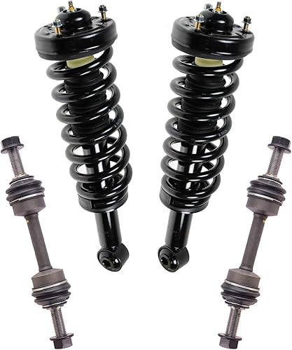 Miniatura 589 de TRQ Kit de suspensión delantera, conjunto de amortiguadores y resortes, barra estabilizadora, enlace estabilizador compatible con Chevrolet