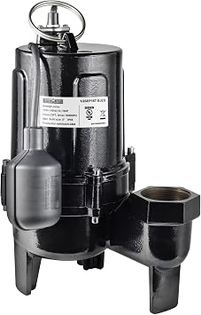 WASSERMANN 3/4 HP Sewage Pump 2 inch Discharge with Auto Float Switch, 115V 7200 GPH Cast Iron Submersible Sewer Pump, Sump Pump for Basement Sump Basin Sewer Well 2" NPT Discharge with 10 FT Cable