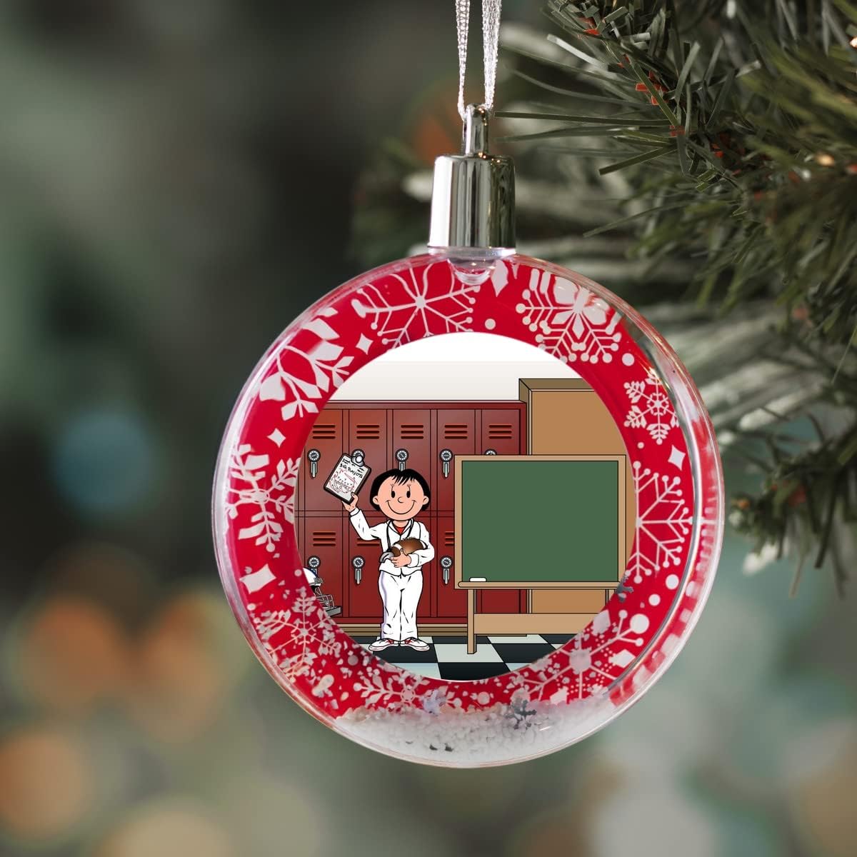 PrintedPerfection.com Personalized Friendly Folks Coach, Football - Female Christmas Snow Globe Ornament