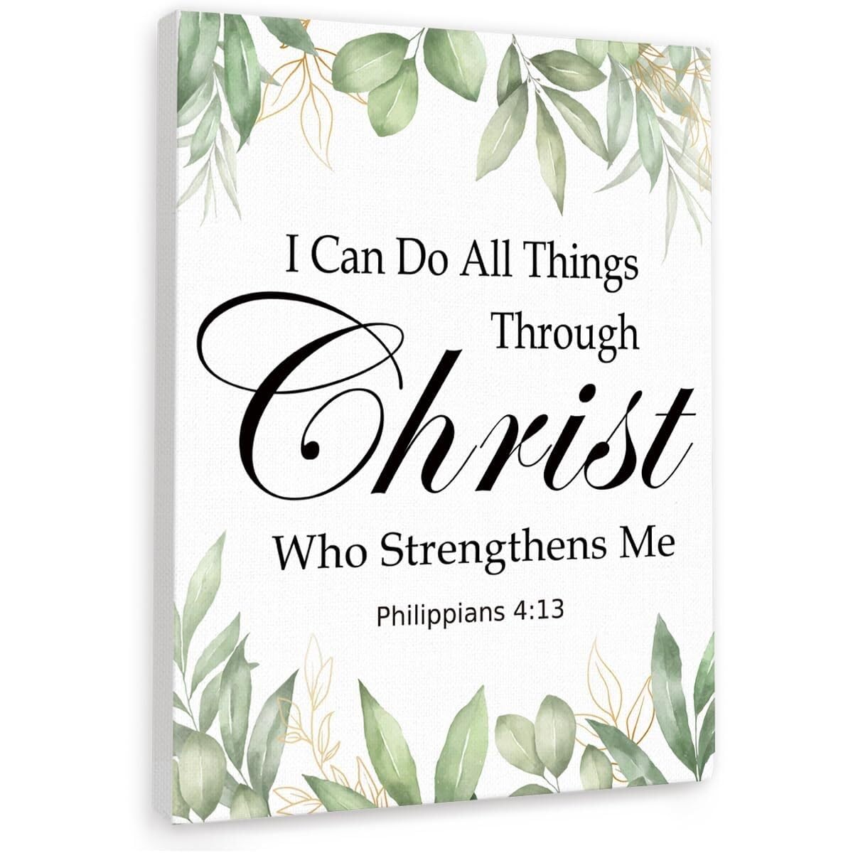FNYUVNFAF Bible Verse Canvas Wall-Art I Can Do All Things Through Christ Philippians Motivational Scripture Print for Home Office Framed,12x18inch(30x45cm)