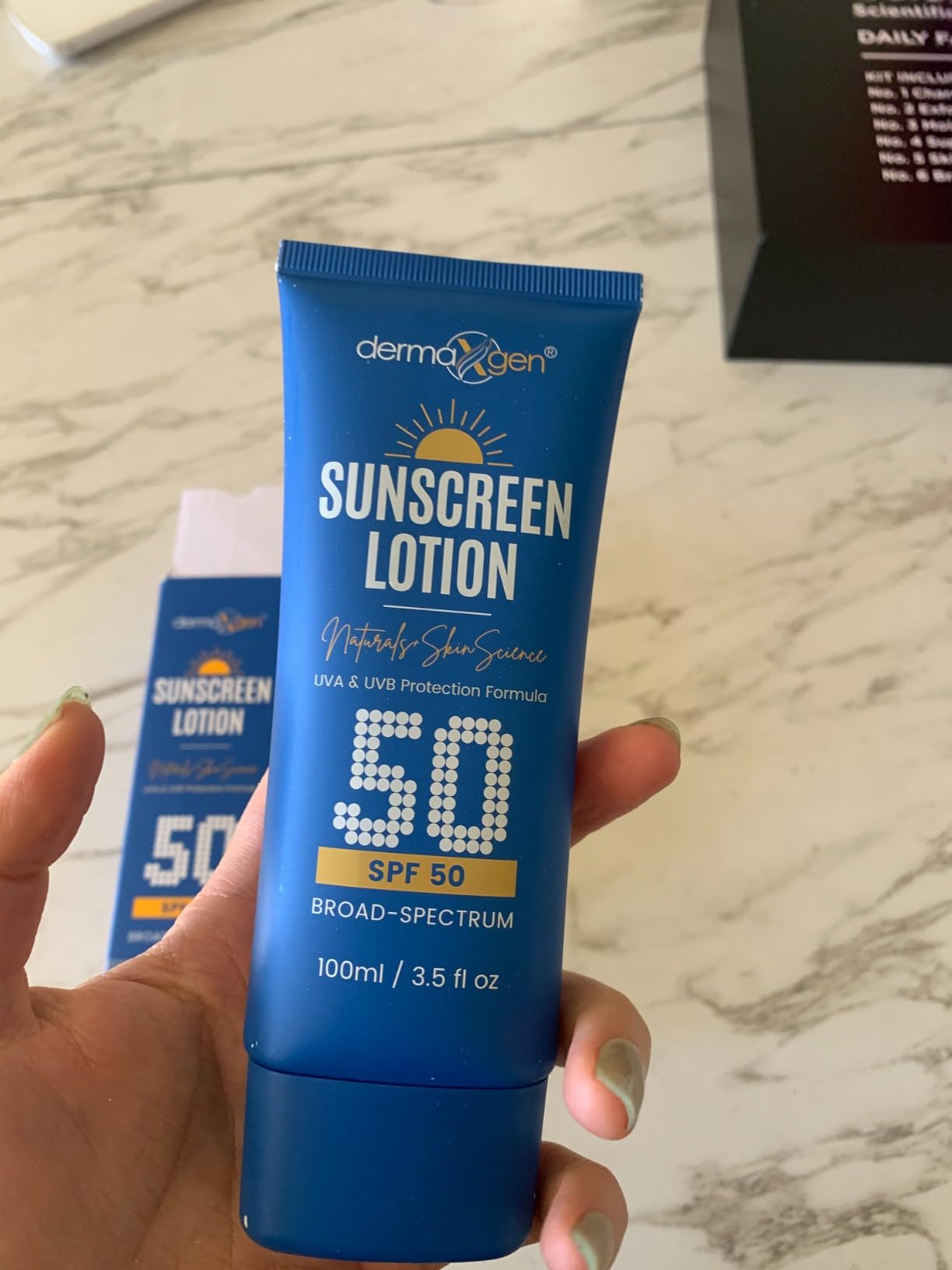 DERMAXGEN Sunscreen Lotion SPF 50 – Lightweight, Non-Greasy Sun Protection for All Skin Types. Hydrates, Skin Shield , Water-Resistant Coverage for Radiant, Moisturized Skin