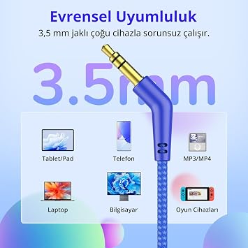 EarFun S1 Kablolu Kulaküstü Çocuk Kulaklık - Ayarlanabilir Kafa Bandı - Okul/seyahat/erkek/kız Çocuklar/bilgisayar/tablet Için Taşınabilir - Mavi (EarFun Türkiye Garantili)