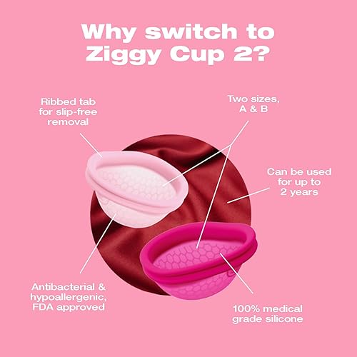 Miniatura 3 de Intimina Ziggy Cup 2 - Disco menstrual reutilizable extrafino, vaso menstrual desechable, con diseño de ajuste plano, disco de período, anillo de