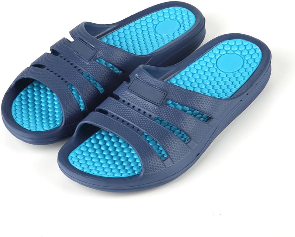 Easylife Comfort Waterproof Sliders Blue (Size 39) Massaging Slide Sandals to Improve Blood Circulation, Slider Sandals For Men & Women, Lightweight, Non-Slip Womens & Mens Slides - Fully Guaranteed