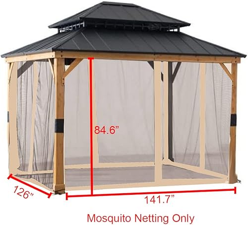 Miniatura 4 de Garden Winds Juego de mosquiteras de repuesto universal para glorieta de techo duro de 10' X 12'