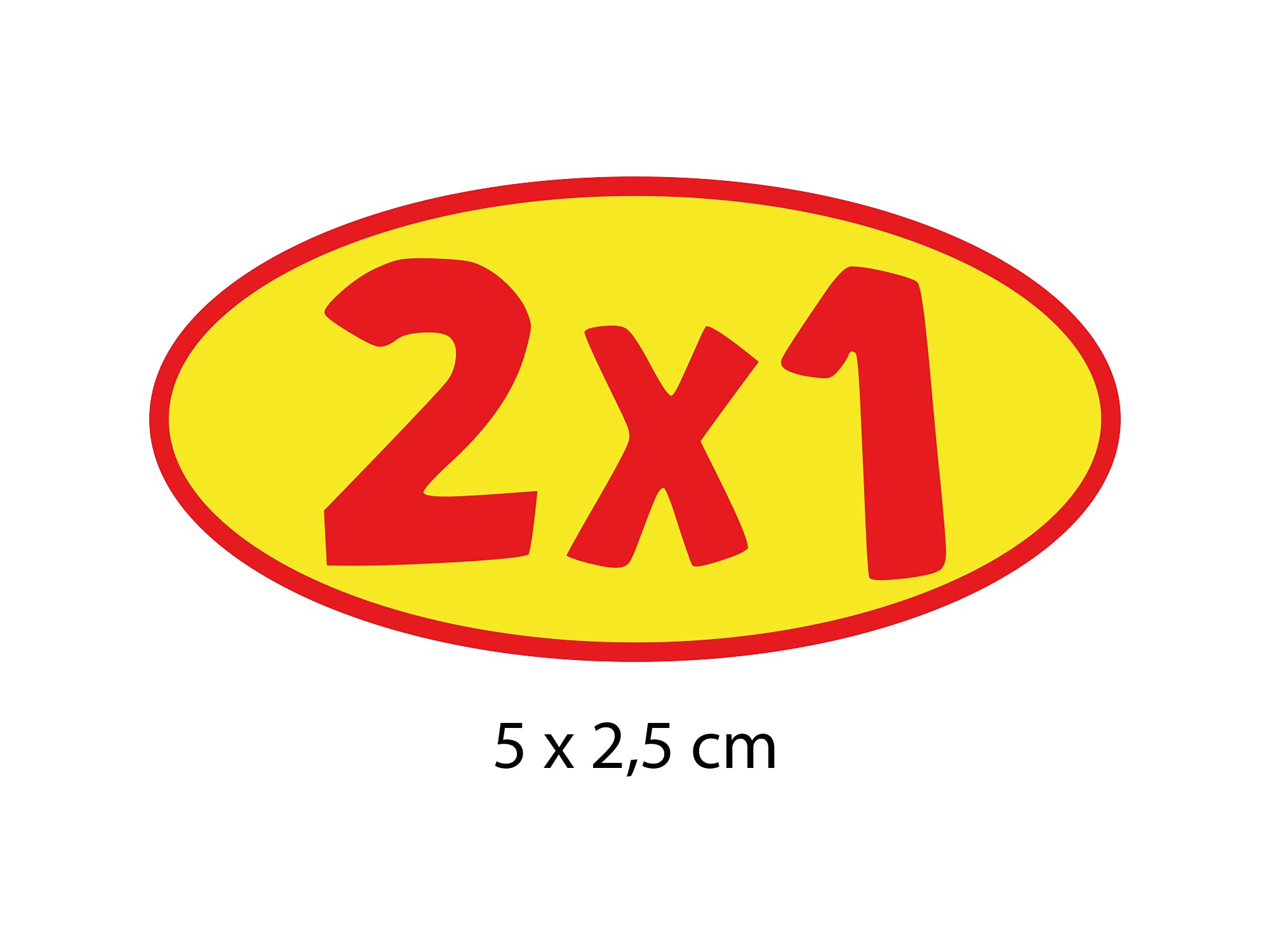 Oedim Rollo Bobina con 1000 Etiquetas Oferta 2x1 Amarillo y Rojo, Fabricadas en Polipropileno Blanco Adhesivo