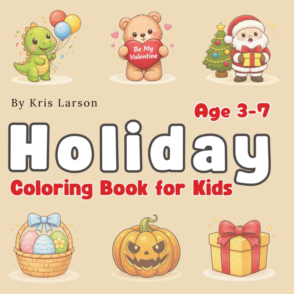 Holiday Coloring Book for Kids Ages 3–7: Tear-Out Pages to Color, Create & Gift – 55 Big & Easy Handmade Holiday Cards