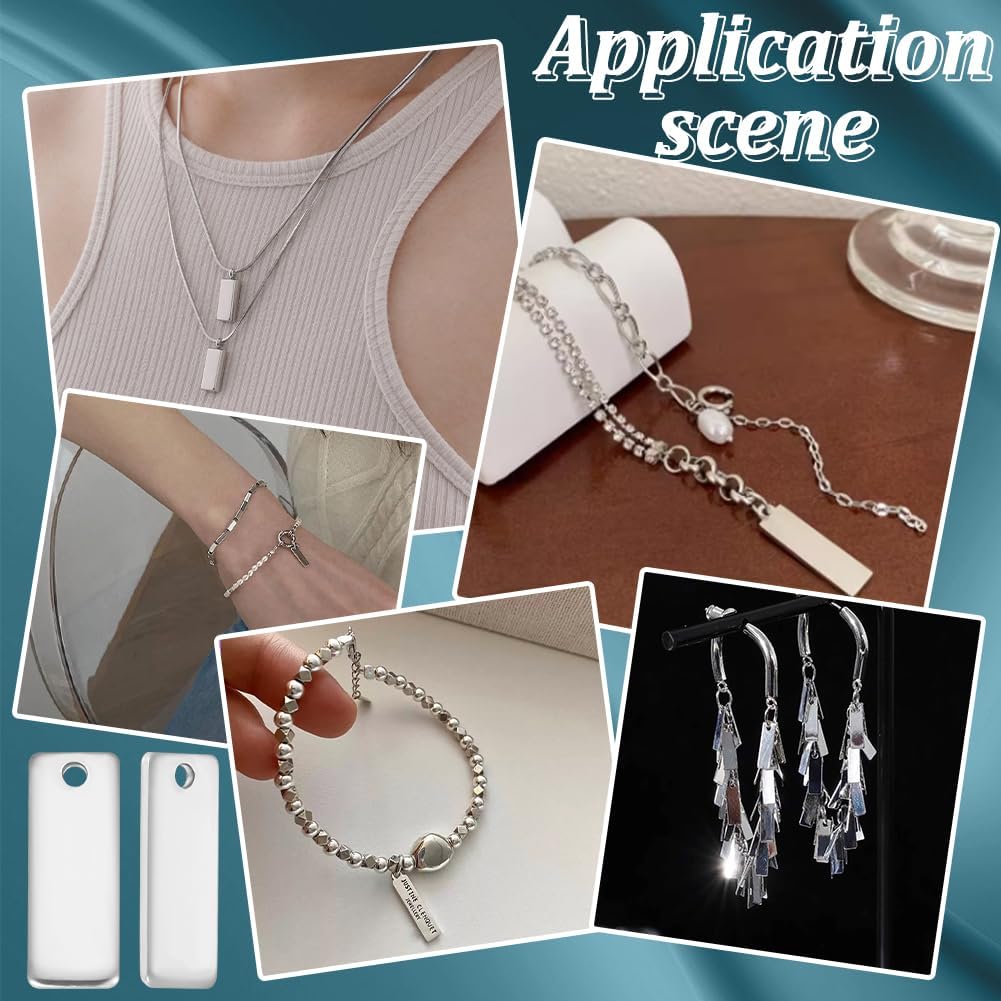 UNICRAFTALE about 100Pcs Rectangle Metal Stamping Blank Tag 13mm Stainless Steel Blank Charms Name Tag Small Blank Pendants Charms for DIY Bracelet Necklace Jewelry Making - Image 6