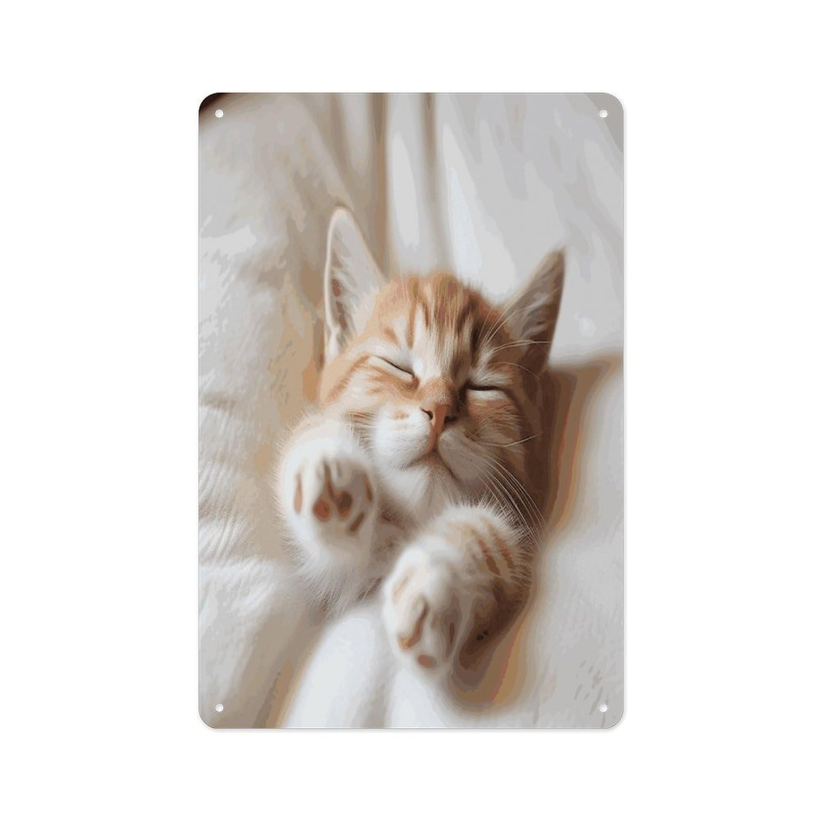 Fekiloot Style Kitten Sleeps Wall Decor Metal Signs Tin Signs Poster
