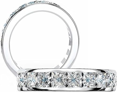 Anillos de moissanita con certificación GRA, plata esterlina con anillo de compromiso chapado en oro blanco de 18 quilates, anillos de boda de