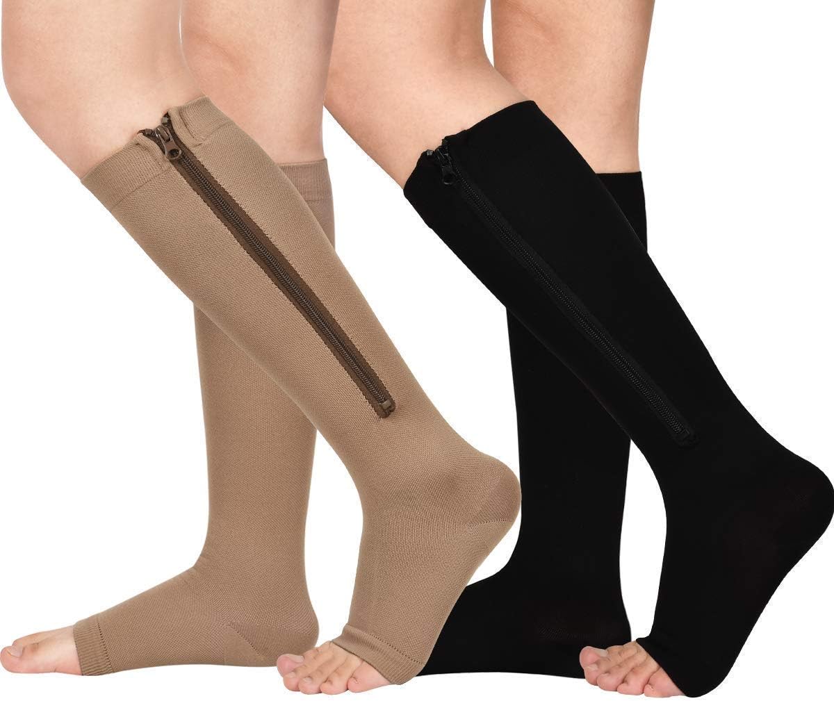 2 Pairs Zipper Compression Socks 15-20 mmHg + 1 Pair Zipper Compression Socks 20-30 mmHg : Clothing, Shoes & Jewelry