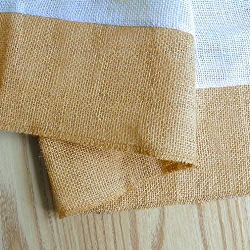 Fowecelt Splicing Burlap Table Runner Rustic Christmas Table Decor Thanksgiving Day Farmhouse Dinner Weekend Picnic Wedding Baby Shower Runner Jute Woven Natural Fabric, 12 × 72 Inch